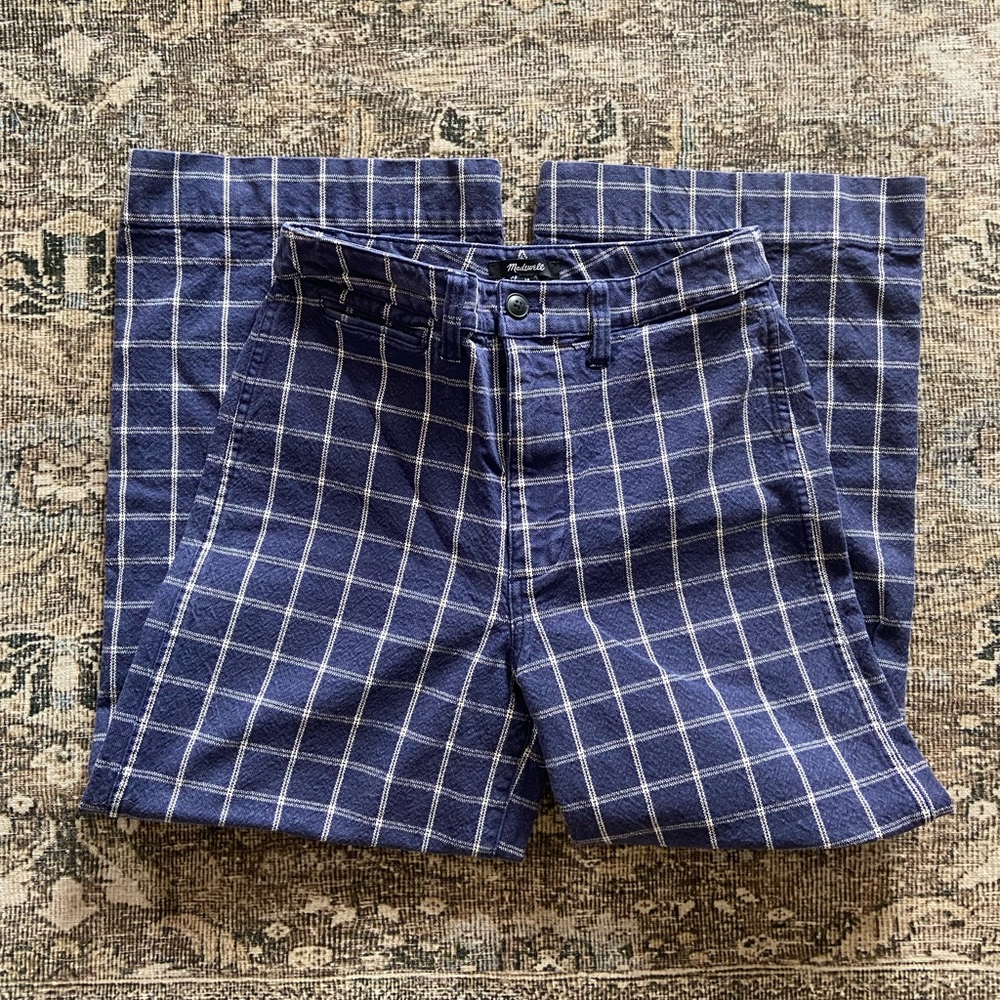 Madewell | Emmett Windowpane Plaid Crop Wide Leg Pants | sz 28